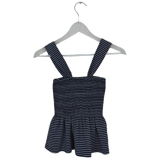 Madewell Texture & Thread Smocked Peplum Tank Top in Stripe Size XXS - Picture 5 of 14